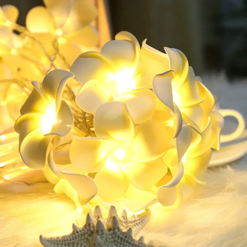 DIY frangipani светодиодный гирлянды, AA батарея цветочный праздничное освещение, вечерние украшения гирлянды, свадебные украшения спальни