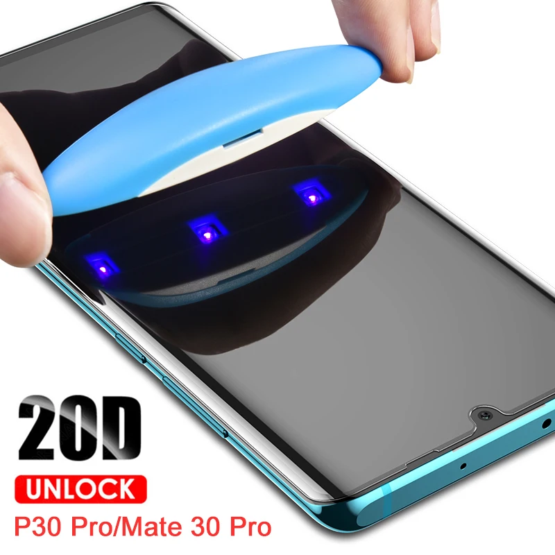 

For Huawei P30 Pro Screen Protector UV Glass For Huawei Mate 30 Pro Glass Film P20 Pro P20 Lite Mate 20 30 Protector Glass