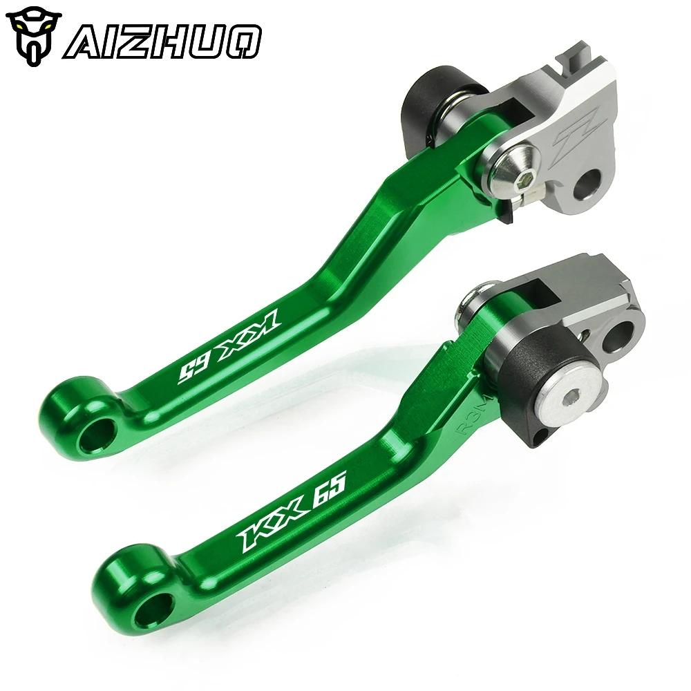 GREEN CNC мотоциклетные Сводные сцепные рычаги для ДЕРТ Пит байка для KAWASAKI KX65 KX 65 2000- 2013 2012 - Цвет: GREEN