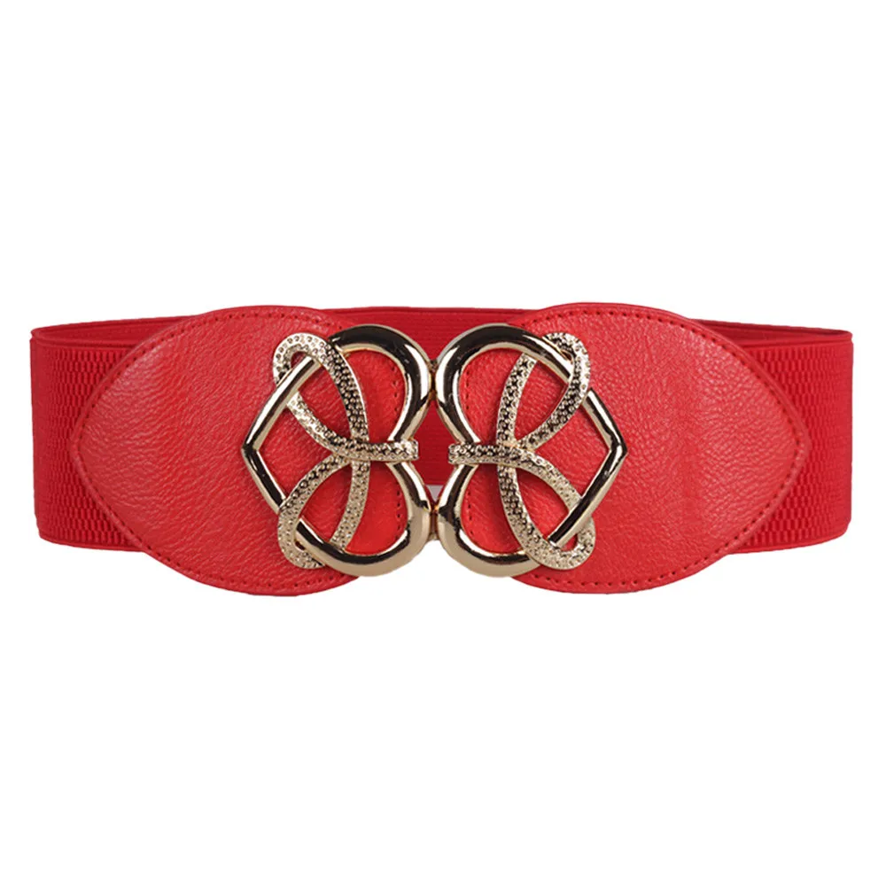 Jaycosin Adjustable Unisex Retro Fashion Decorative Elastic Wide Waistband Popular Metal Button Casual Leisure Belt