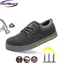 DEWBEST/Рабочая обувь со стальным носком; Мужская модная летняя дышащая повседневная обувь без шнуровки; мужская обувь с защитой от проколов