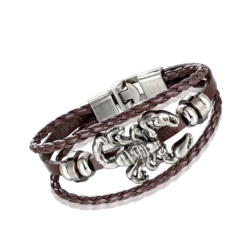 Модные многослойные кожаные браслеты для мужчин, популярные повязки для рыцаря, очаровательные браслеты с якорем для женщин, рождественский подарок - Окраска металла: TZ-193
