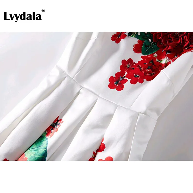 Lvydala/новейшее летнее подиумное платье, женские платья без рукавов с великолепным цветочным принтом, праздничные платья