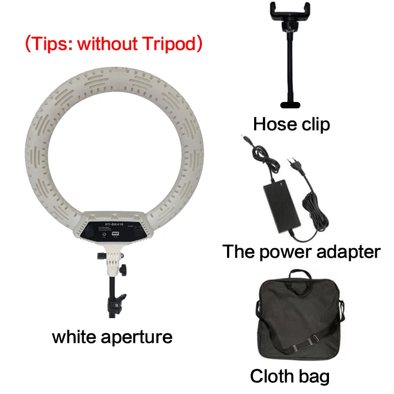 White No tripod 18 дюймов фотостудия светильник ing светодиодный кольцевой светильник 3200-5600K 65 Вт с регулируемой яркостью светодиодный кольцевая лампа с 2,1 м Штатив для видео макияж - Цвет: White No tripod