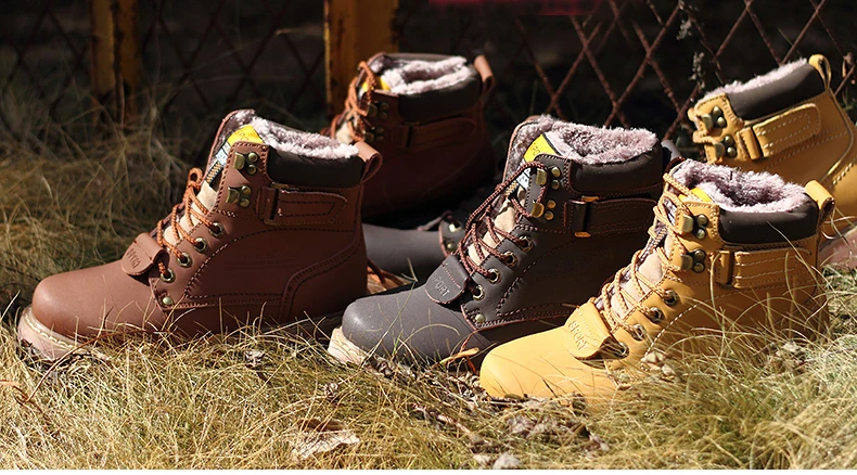 Классические мужские зимние ботинки; кожаная обувь; очень теплые меховые сапоги мужские короткие водонепроницаемые походные ботинки; Мужская Осенняя Базовая Рабочая обувь