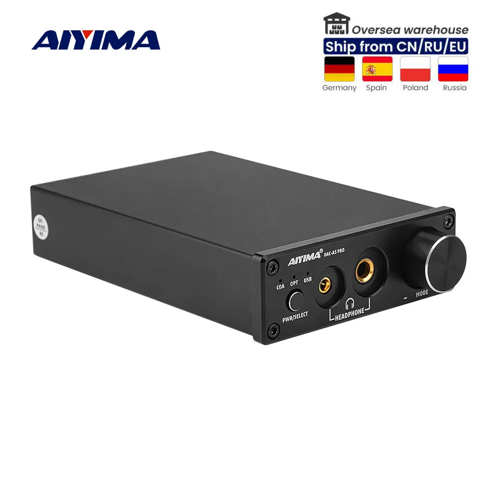 Aiyima Audio Dac A5 Pro Tpa6120 Mini Hifi Usb Dac Decoder Audio Amplificatore Per Cuffie 24Bit 192Khz Lm49720 Ess9018K2M Amp Dc12V
