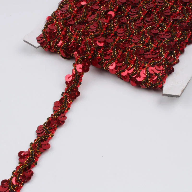 Red 15 мм 5 ярдов Sequines ленты шитье наряд для выступлений и маскарада кружева текстильные оборки материал "сделай сам" - Цвет: Red