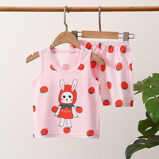 Children's Set Pure Cotton Baby Sleeveless 2-piece Clothes Boy's Clothing Set Baby Toddler Boys Vest + Shorts Suit
