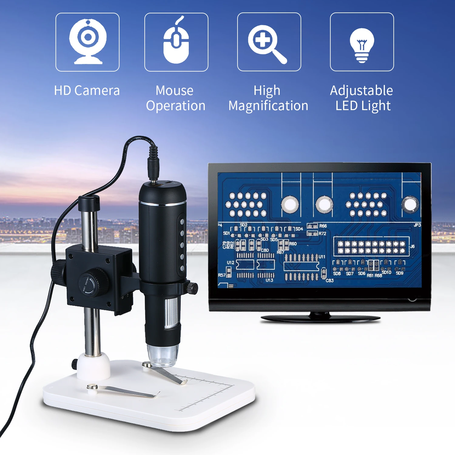 1000X увеличение 5MP камера USB цифровой микроскоп настольная Лупа цифровой зум микроскоп Лупа