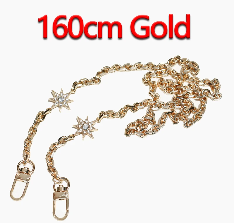 160cm Gold DIY 50 см-160 см Замена золотая металлическая цепочка Наплечные ремни для клатч Сумки, маленькие сумки модные 7 мм ручки для сумок ремни для сумок - Цвет: 160cm Gold