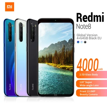 Xiaomi Redmi Note 8 4G Smartphone 6.3' MIUI 10 Qualcomm Snapdragon 665 Octa Core 4GB 64GB 48.0MP+8.0MP+2.0MP Mobile Phone