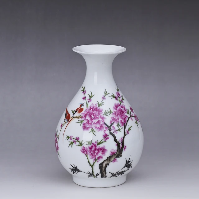 Jingdezhen Peach Flower Ceramic Vase Living Room Decoration Crafts of Small Flower Arrangement Vase 4