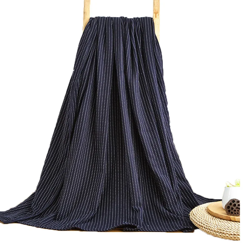 

Striped Pure Japanese-style home three summer blanket towel blanket retro design 100% cotton 150*200 200*230 cm dark blue white