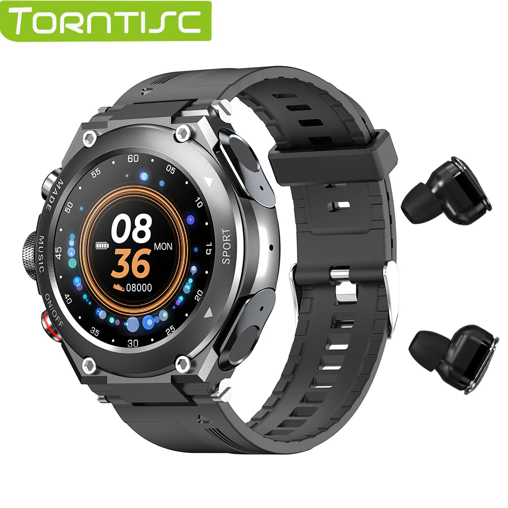 Смарт-часы Torntisc T92 для мужчин 2021 TWS Bluetooth наушники вызов умные часы