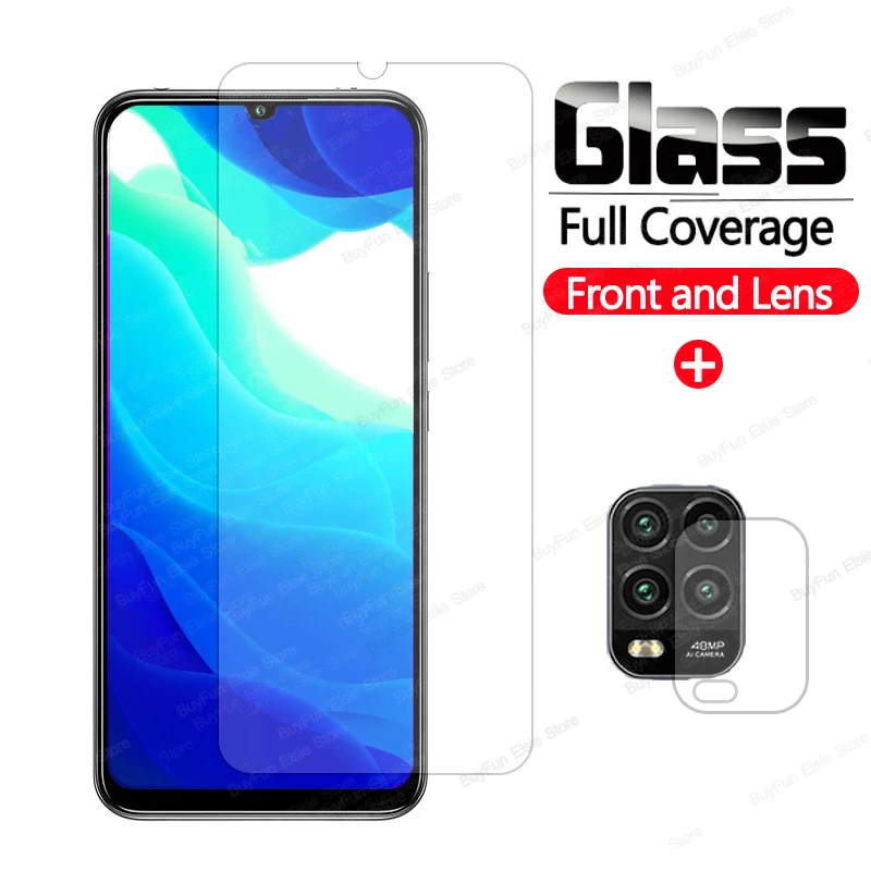 2 in 1 Tempered Glass On For Xiaomi mi 10 lite 5g Screen Protector For Xiaomi mi 10lite mi10 light 6.57'' M2002J9G Glass Film afbeelding