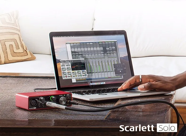 Модернизированный Focusrite Scarlett Solo(3-го поколения) USB аудио гитарный интерфейс Запись Звуковая карта, режим воздуха 24 бит/192 кГц AD-конвертер