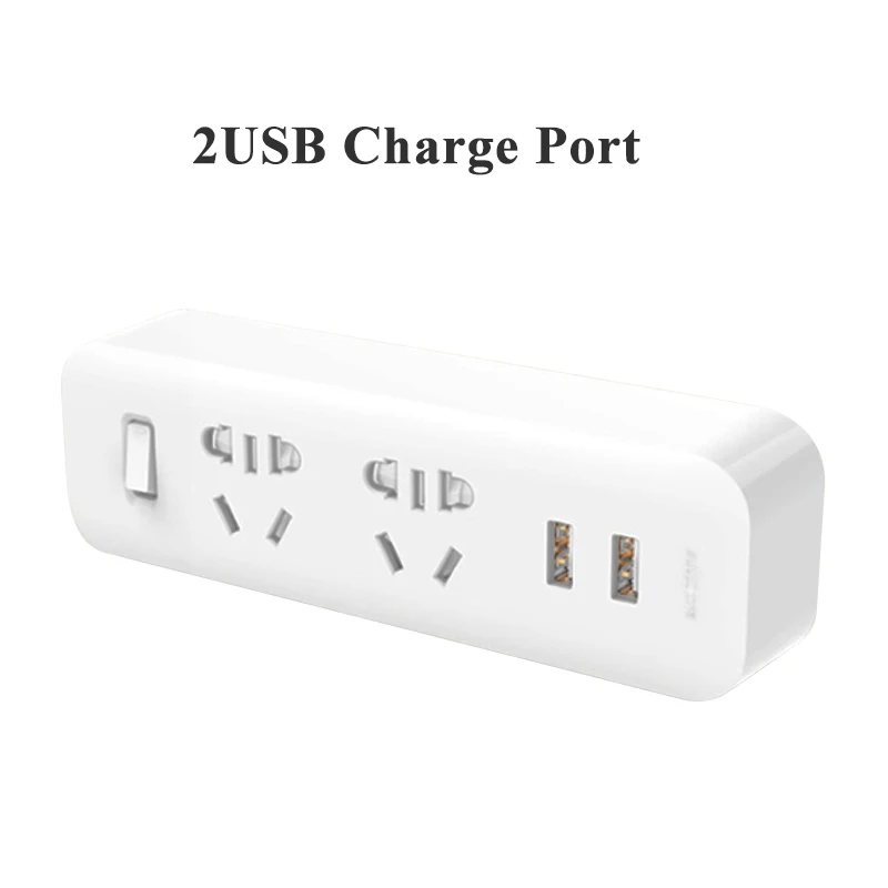 With 2 USB Xiaomi Mijia преобразователь питания портативный штекер Адаптер для путешествий для домашнего офиса 5 в 2.1A 2 розетки 2 USB быстрая зарядка - Цвет: With 2 USB