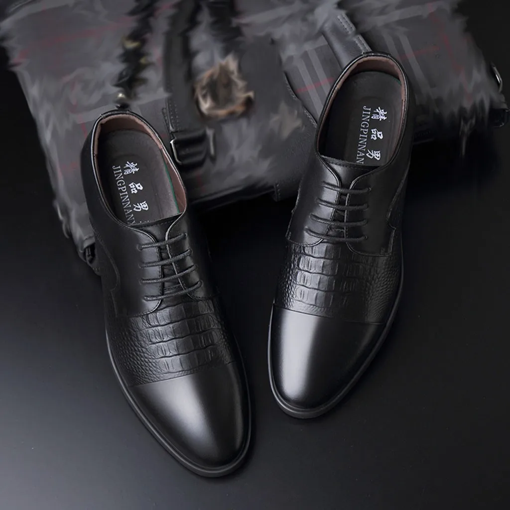 

Classic Leather Men'S Suits Shoes Men's Leather Shoes Business Pointed Paint Leather Bright Leather Fashion Shoes Dress Shoes