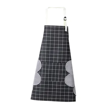 

Erasable Hand Waterproof Apron Kitchen Oil and Dirt Antifouling Plaid Apron Large Front Pockets LBShipping