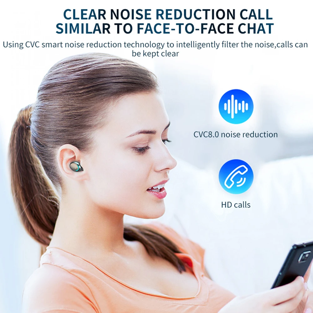 Беспроводные TWS Bluetooth наушники One Touch 2200 мАч водонепроницаемые 5 0 с микрофоном и