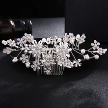 Свадебные расчески для волос цветок сад горный хрусталь Женские аксессуары для свадебной прически ювелирные изделия жемчужные заколки для волос свадебные шпильки FS151