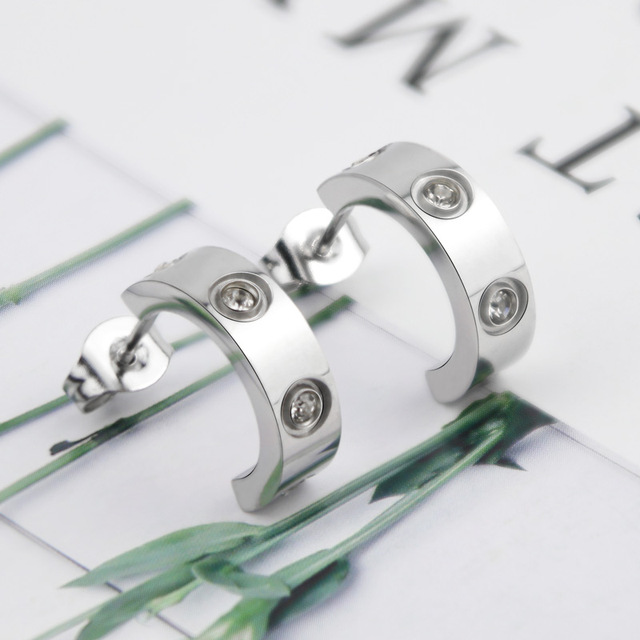 New Stainless Steel C-shaped Crystal Earrings Unisex Earrings Wholesale Jewelry