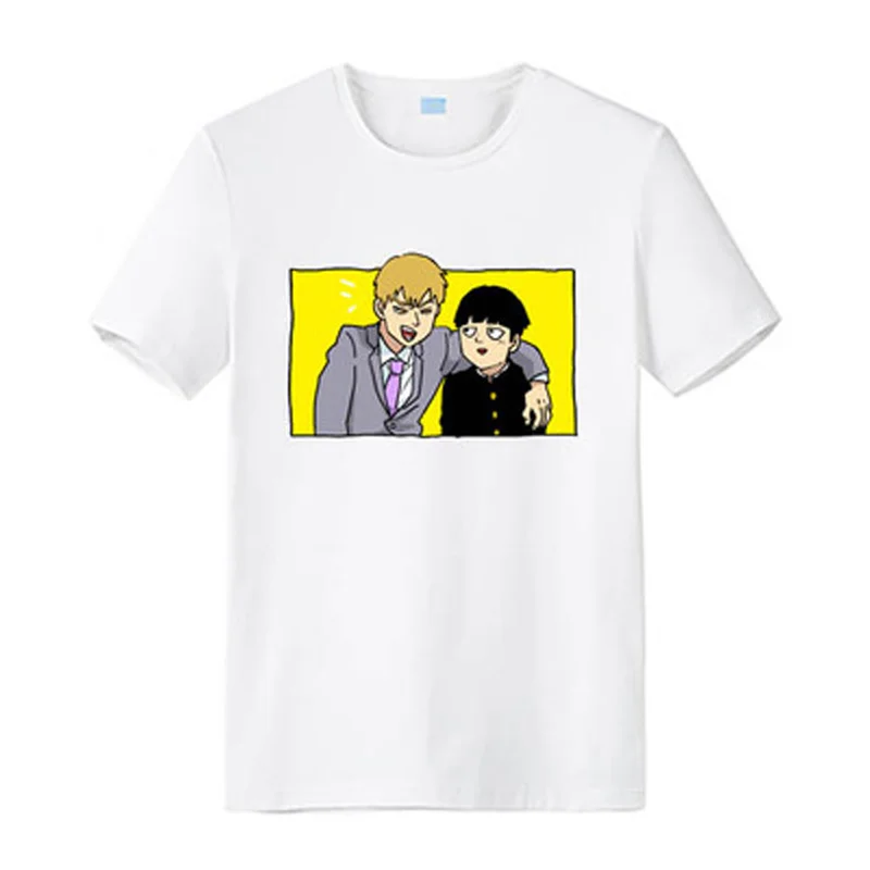 Аниме Mob Psycho 100, футболка для косплея, летняя мужская футболка, хлопковая футболка с коротким рукавом, топы, футболки