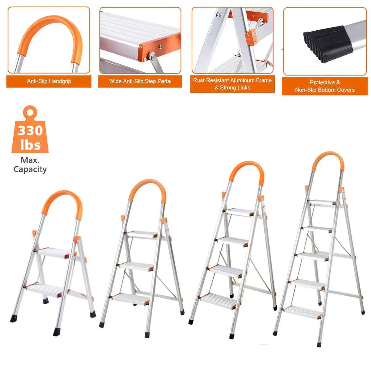 

2/3/4/5 Step Ladder Folding Stool Stepladders Aluminum Multi Purpose Portable Home Extension Multi Purpose telescopic ladde