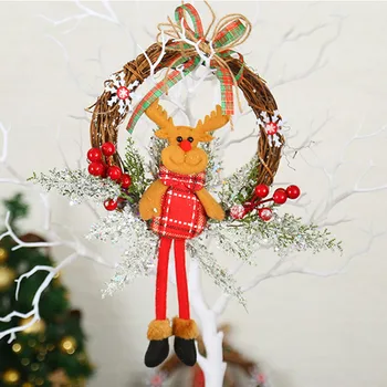 

Christmas Wreath Artificial Plant Rattan Circle Christmas Ornaments Decor Door Hanging Rattan Ring Courtyard Hanging Wreath 2