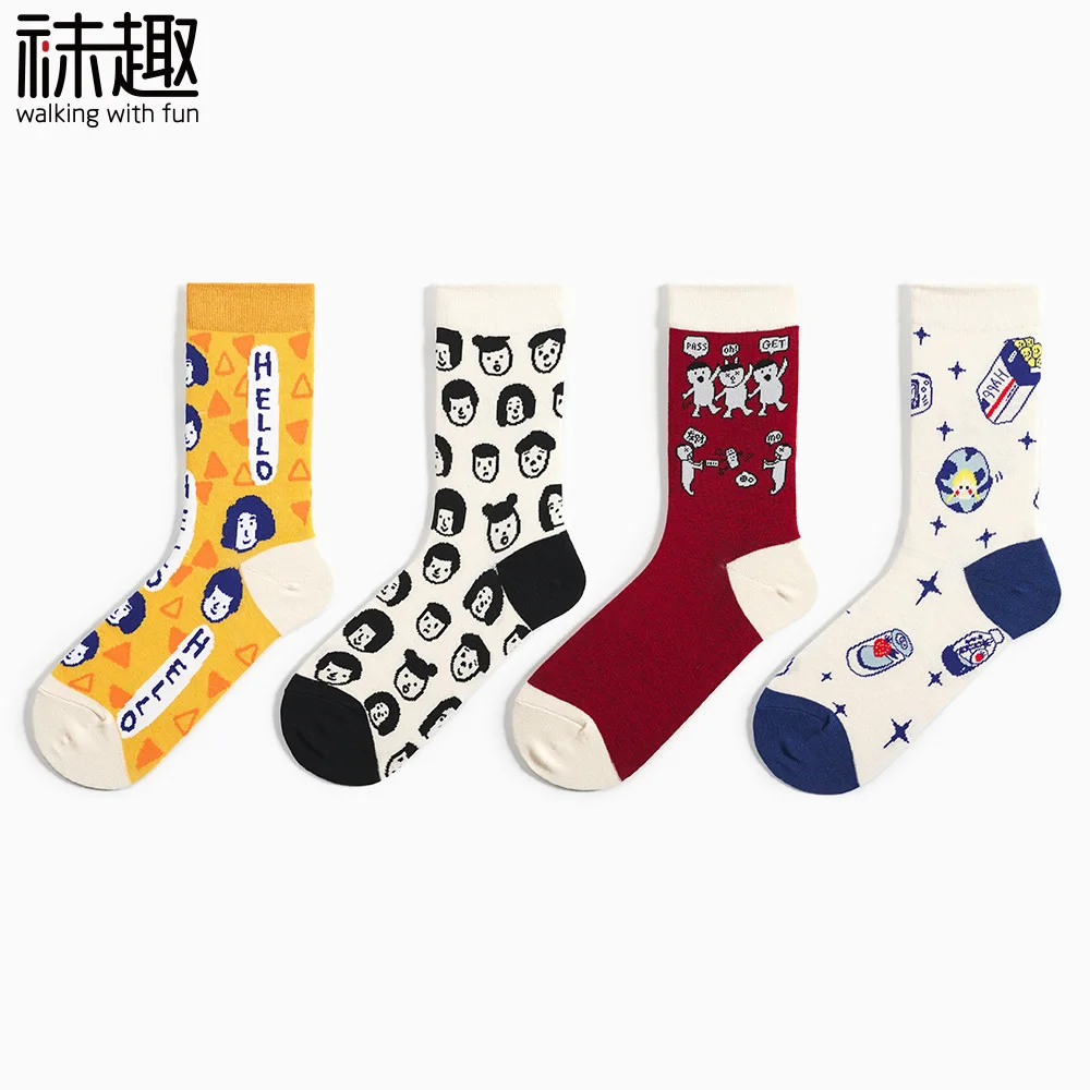 

Socks Women's Tube Socks Women's Sports Long Socks Cotton Korean-style College Style Cool Cartoon Cute INS Wind Popular Brand So