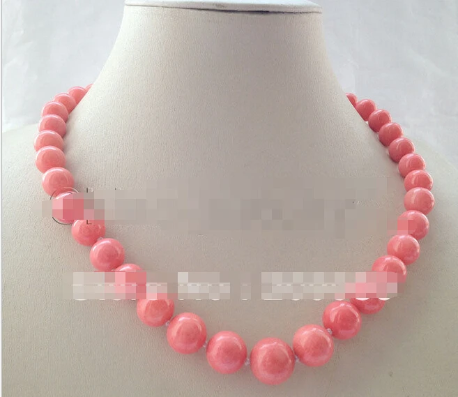 905 Beautiful AAA+ round pink coral necklace- zircon clasp