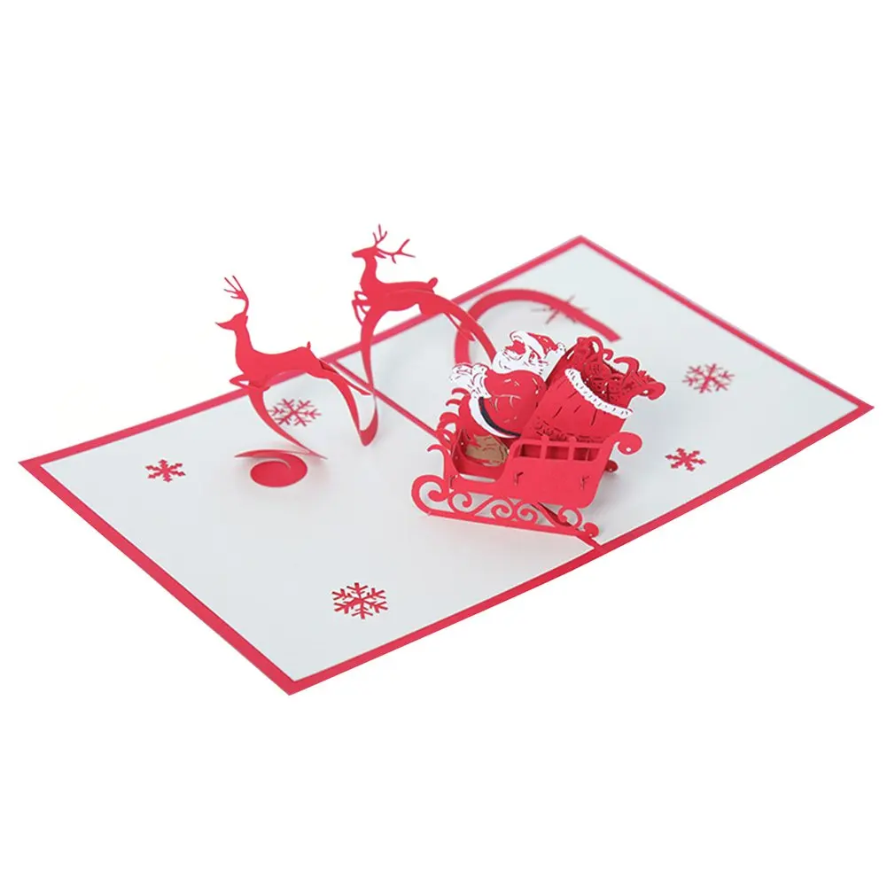 Vintage 3D Pop Up Christmas Cards Dancing Elk Santa's Merry Series Invitation Greeting Anniversary Souvenirs | Дом и сад