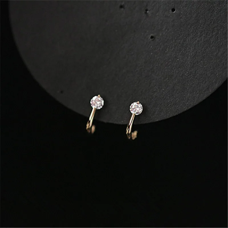 925 Sterling Silver European Simple Crystal Arc Stud Earrings Women Punk Hip Hop Party 14k Gold Plating Jewelry Gift - Image 5