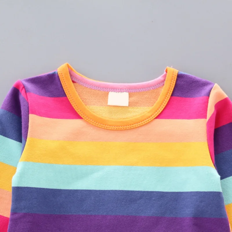 Детские комплекты комбинезонов для девочек рубашки в радужную полоску с джинсами детские длинные брюки джинсовые комбинезоны на подтяжках для девочек