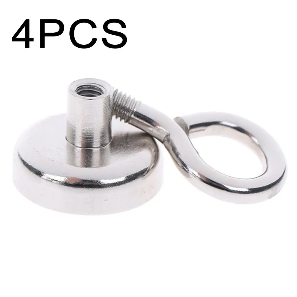4pcs Magnetic Hooks Powerful Heavy Duty Neodymium Magnet Metal Hunting Sea Fishing Detector Silver Accessories | Дом и сад