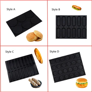

SHENHONG New Arrival Non-Stick Glass Fiber Silicone Perforated Bread Mold Tart Tray Eclair Hamburger Loaf Baking Pan Tools