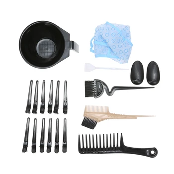 

19PCS Hair Dyeing Tool Hair Coloring Kit Barber Salon Dyeing Brush Comb Bowl Hair Dye Hat Sectioning Clips Set Hairdressing Tool