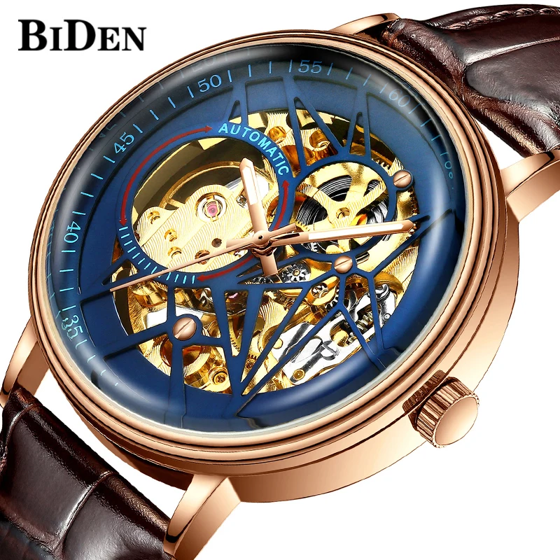 

Biden Really Tourbillon Mechanical Watch DoubleSided Full Hollow Watch Genuine Men's Watch Leather Strap Waterproof Black Watch