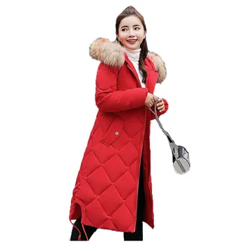 

Fashion parka coat women M-3XL plus size long tops 2019 autumn winter new white red gray hooded plus thick warmth clothing LR615