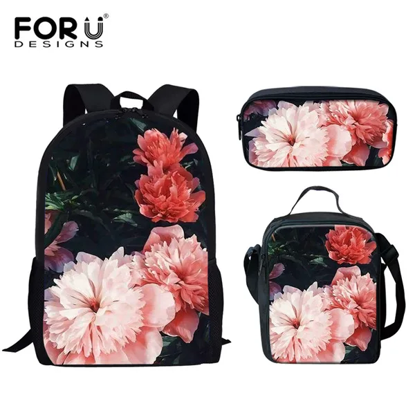 FORUDESIGNS/комплект рюкзаков с цветочным принтом; модные детские школьные сумки для девочек; повседневные сумки с Тропическими Цветами; Детские сумки на плечо; Mochila - Цвет: HMG1173CGK