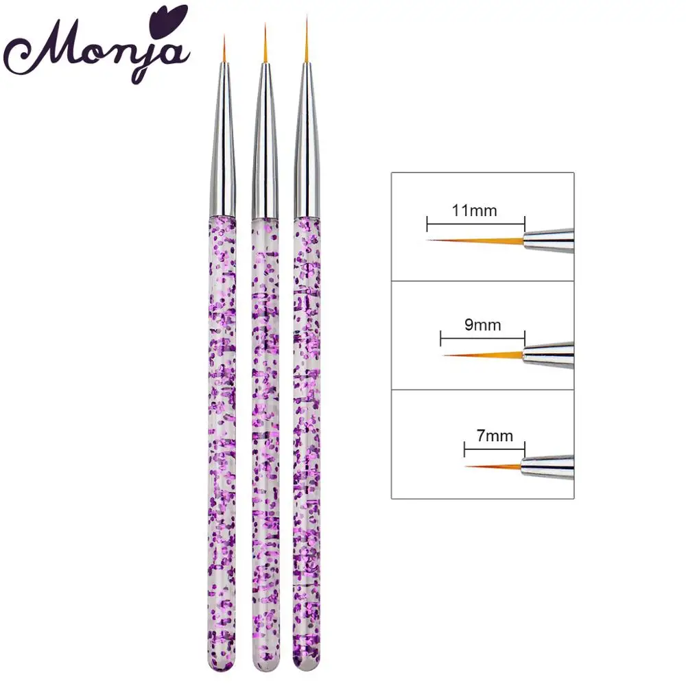 SKU003994 Monja 3 шт./компл. мульти Стиль ногтей Кисть Акриловая арт полоса маникюрный набор стразы французский цветок 3D сетки DIY инструменты для маникюра - Цвет: SKU003994