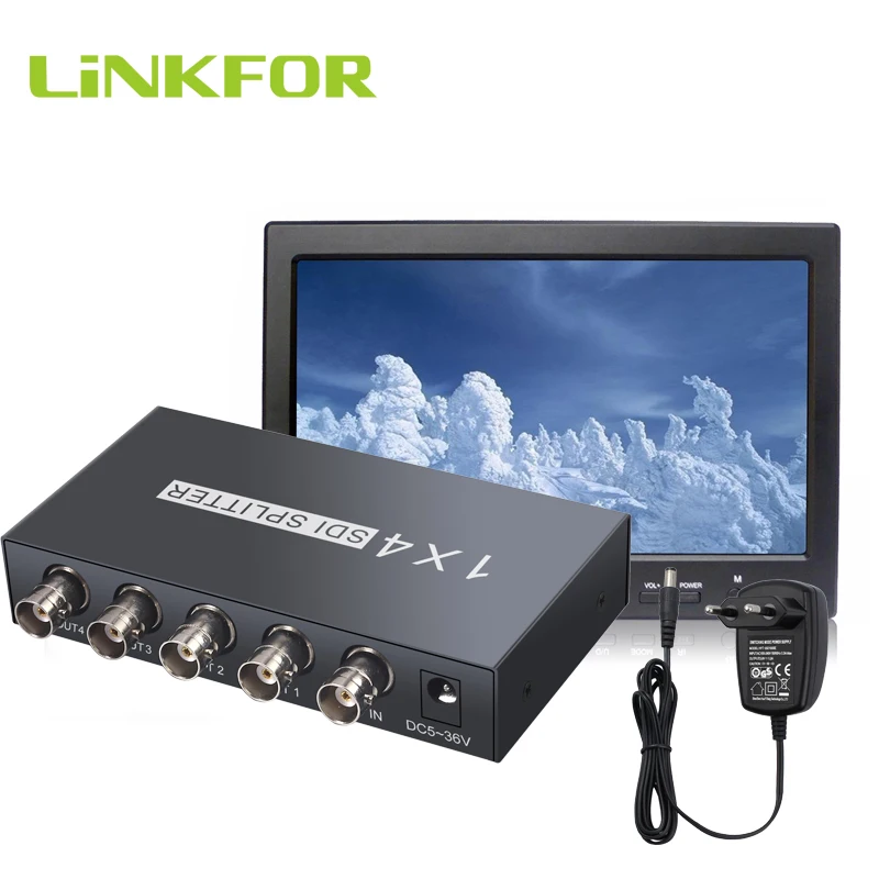 LiNKFOR 1x4 SDI Splitter 1 Input and 4 outputs Supports SD/HD/3G SDI ...
