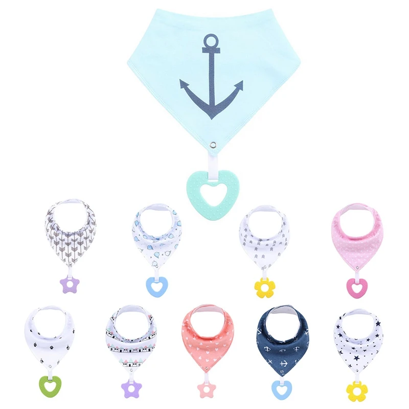 Double-layer Baby Bib With Teether Pacifier Chain Drool Cotton Waterproof Drooling For Baby Feeding