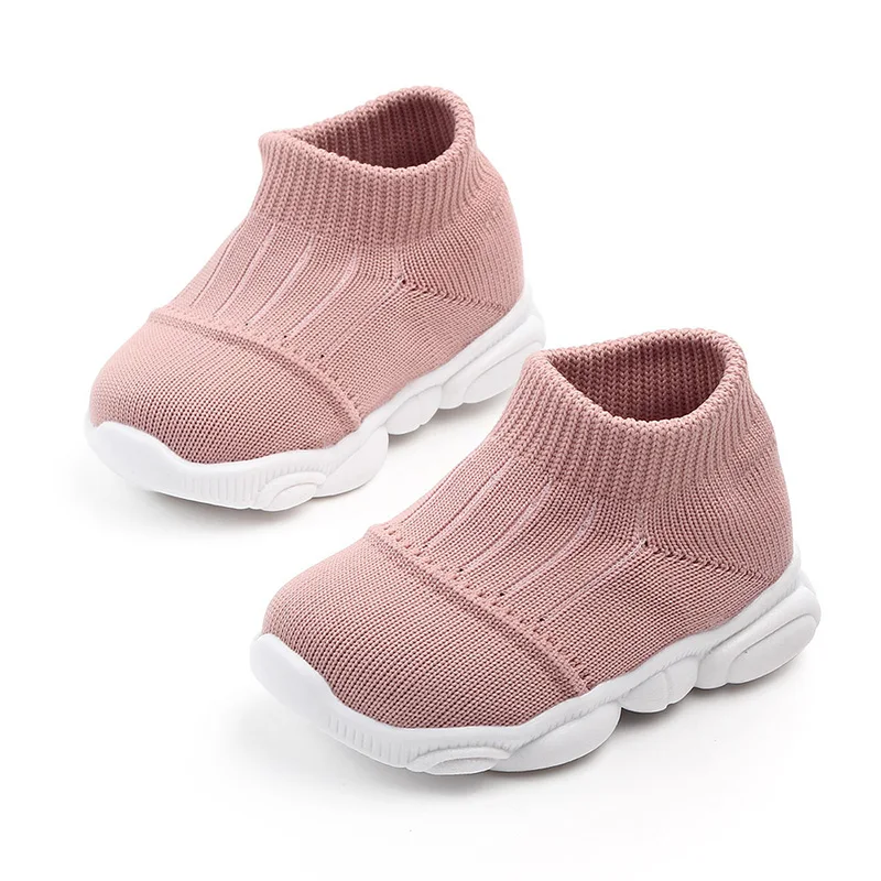 pink Новинка; однотонная повседневная детская обувь на мягкой подошве; дышащая обувь из эластичного сетчатого материала для мальчиков и девочек; детская обувь; спортивные кроссовки - Цвет: pink