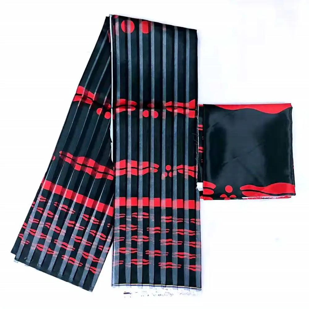 Черная и красная органза шелковая восковая ткань высокого качества шелковая смесь органзы Материал африканский Шелковый воск для женского платья