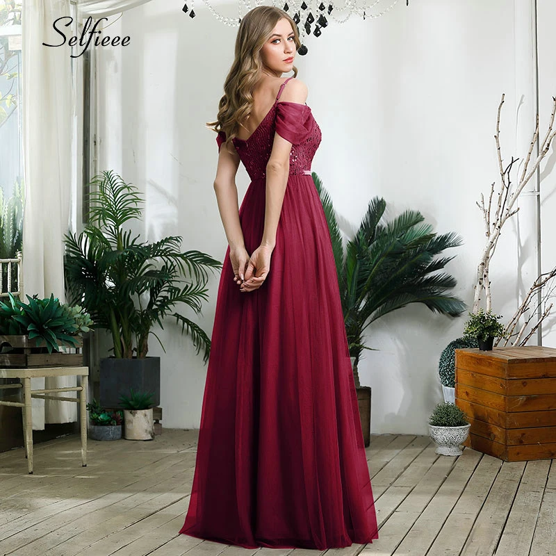 Elegant Laides Party Dress A-Line V-Neck Spaghetti Straps Sequined Short Sleeve Maxi Women Dress Sparkle Formal Gown Robe Femme