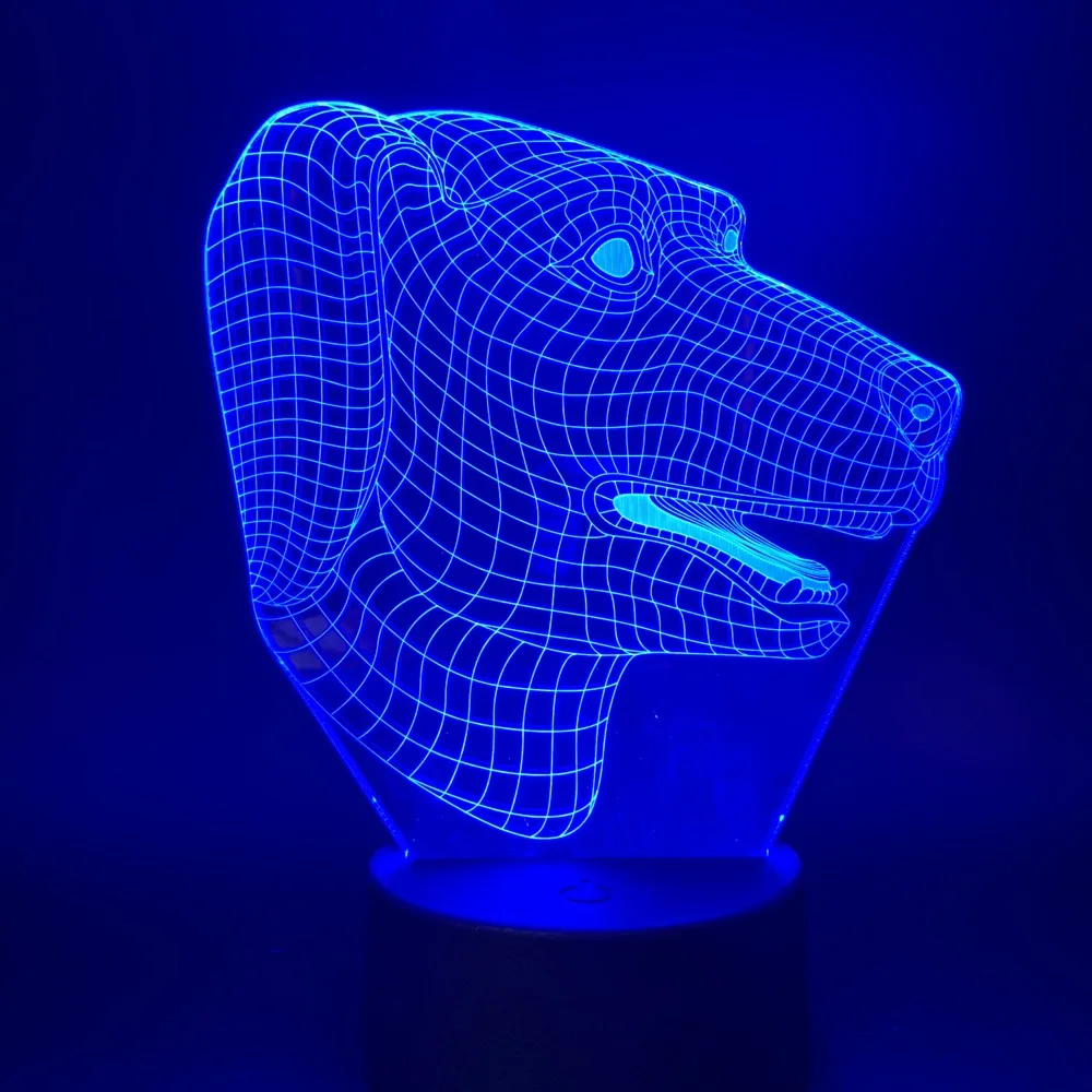 3D лампа собака ночник для детей подарок спальня животное ночные светильники прекрасная собака для детей цвет батареи Изменение светодиодный ночник