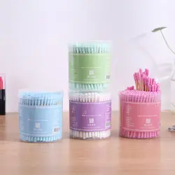 200pcs/box Double Head Cotton Swabs Wooden Sticks Disposable Soft Ear Lip Eyebrow Cleaner Micro Applicator Brush Makeup Tools