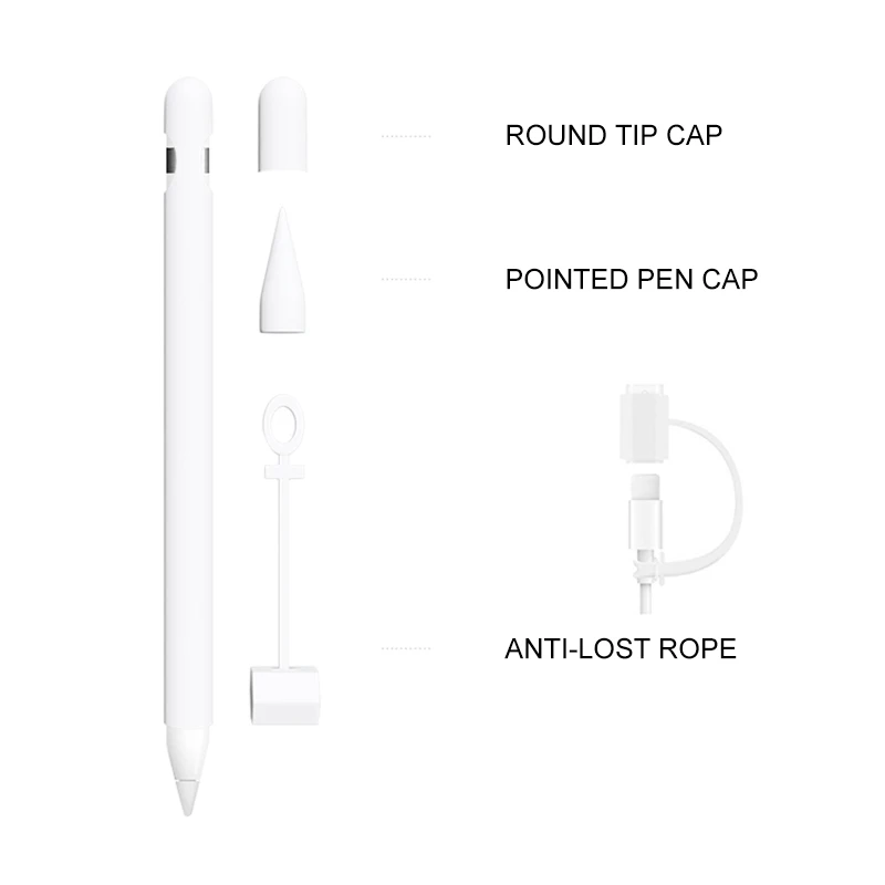 White Мягкий силиконовый чехол для Apple Pencil, совместимый с iPad Tablet, стилус, защитный чехол, защита от потери - Цвета: White