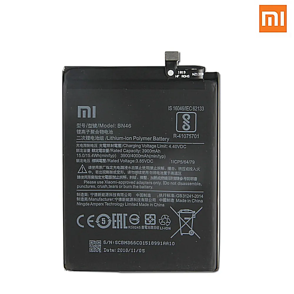 4000mAh Original size battery BN46 For Xiaomi Redmi 7 Redmi7 Note 6 Note6 Mobile Phone Batteries +Tools | Мобильные телефоны и